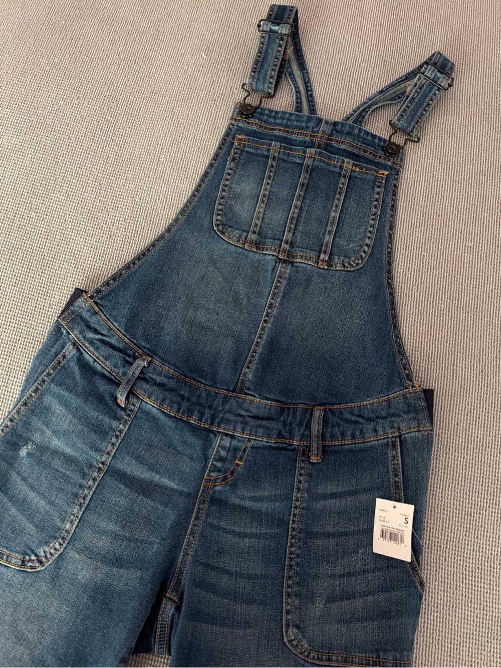 NWT Indigo Blue Maternity Distressed Denim Overalls - Small